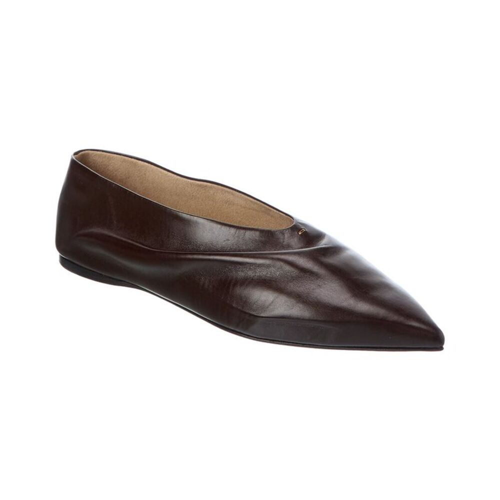 Khaite Mariam Leather Ballerina Flat, Brown